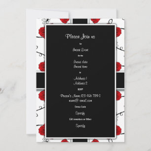 Ruby red roses - wedding invitations customisable