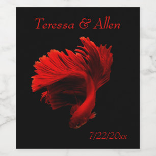 Ruby Red Siamese Fighting Fish Wine Label