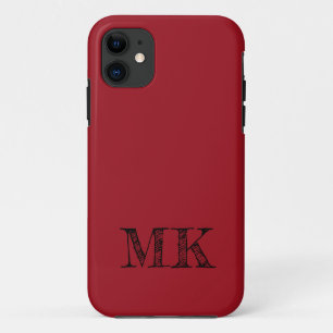 Ruby Red Solid Colour   Minimal Initial  iPhone 11 Case