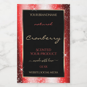 Ruby Red Sparkle Glitter Frame Product Label