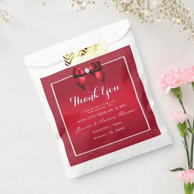 Ruby Red & Stylish Gem Wedding Favour Bags (Sealed)