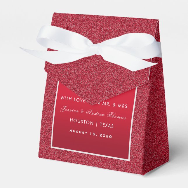 Ruby Red & Stylish Gem Wedding Favour Box (Front Side)