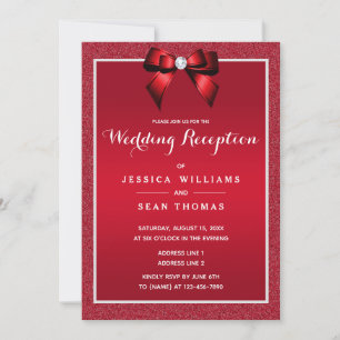 Ruby Red & Stylish Gem Wedding Reception Invitation