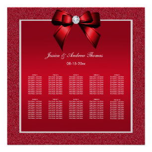 Ruby Red & Stylish Gem Wedding Seating Chart