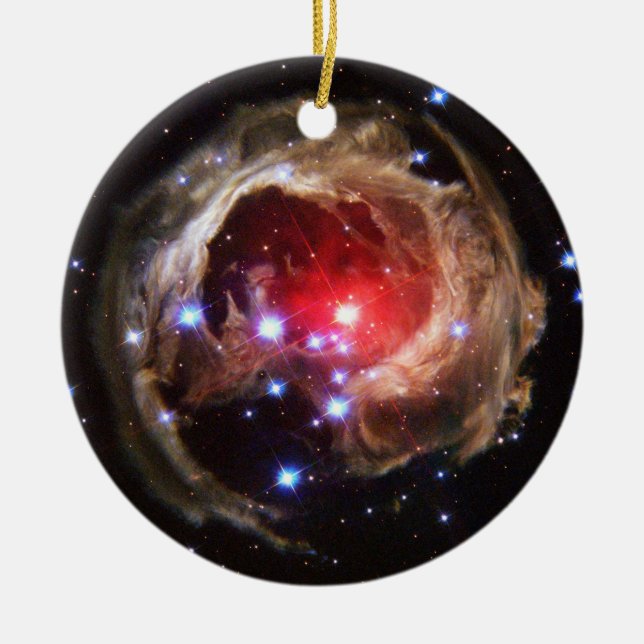 Ruby Red Supergiant Star Dust Ceramic Tree Decoration (Front)