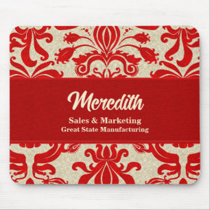 Ruby Red Swirl Business Office Theme Mouse Mat