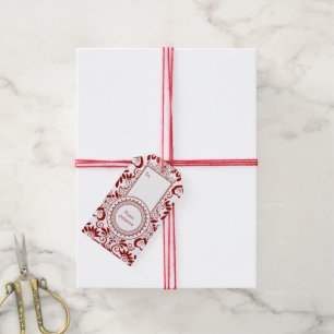 Ruby Red Swirls with White Elegant and Custom Gift Tags