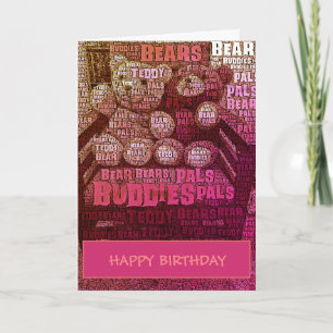Ruby Red Teddy Bear Buddies Word Cloud Template