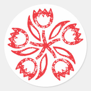 Ruby Red Tulip Pinwheel Stickers