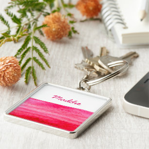 Ruby red watercolor swish key ring