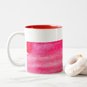 Ruby red watercolor swish Two-Tone coffee mug