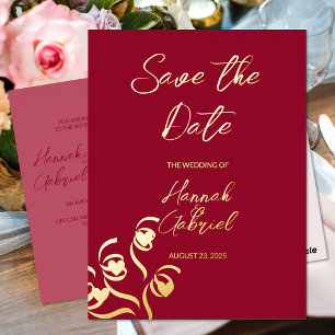 Ruby Red Wedding Foil Invitation Postcard