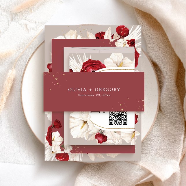 Ruby red wedding  invitation belly band (Creator Uploaded)