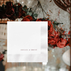 Ruby Red White Personalised Coined Wedding Napkin