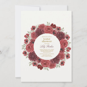 Ruby Red Wild Rose Bridal Shower Invitation