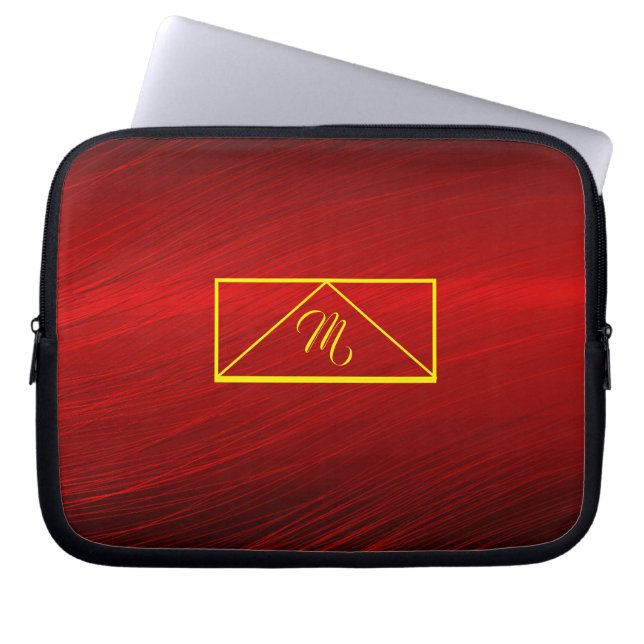 Ruby Red & Yellow Monogram Laptop Laptop Sleeve (Front)