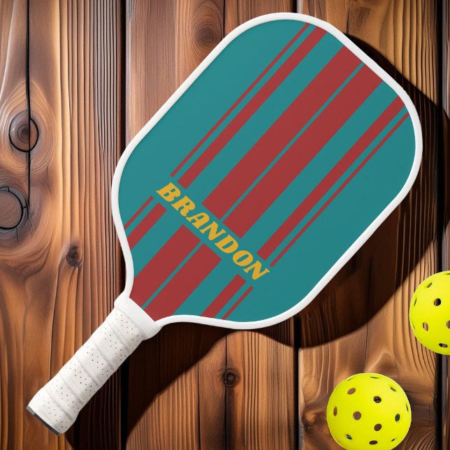 Ruby Reef Board Stripes with Name Pickleball Paddle (Creator Uploaded)