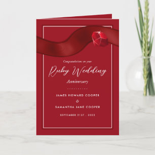 Ruby Ribbon, 40 Year Wedding Anniversary Card