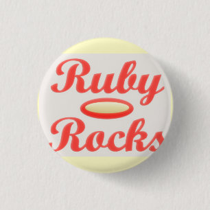 Ruby Rocks design red and mellow cream 3 Cm Round Badge