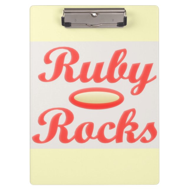 RUBY ROCKS RED AND CREAM  CLIPBOARD (Front)