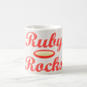 RUBY ROCKS RED AND CREAM COFFEE MUG