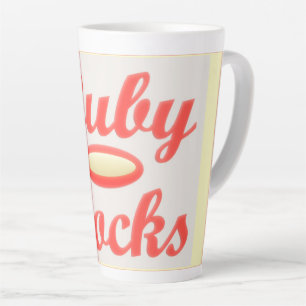 RUBY ROCKS RED AND CREAM COFFEE MUG LARGE TALL