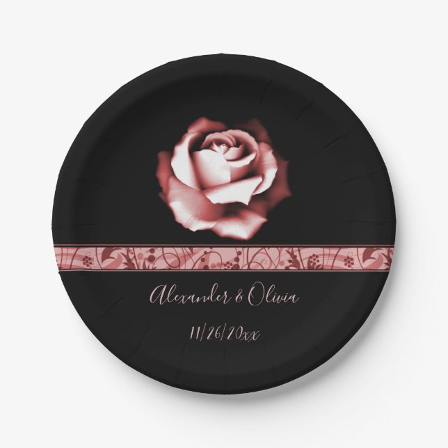 Ruby Rose Wedding Paper Plate (Front)