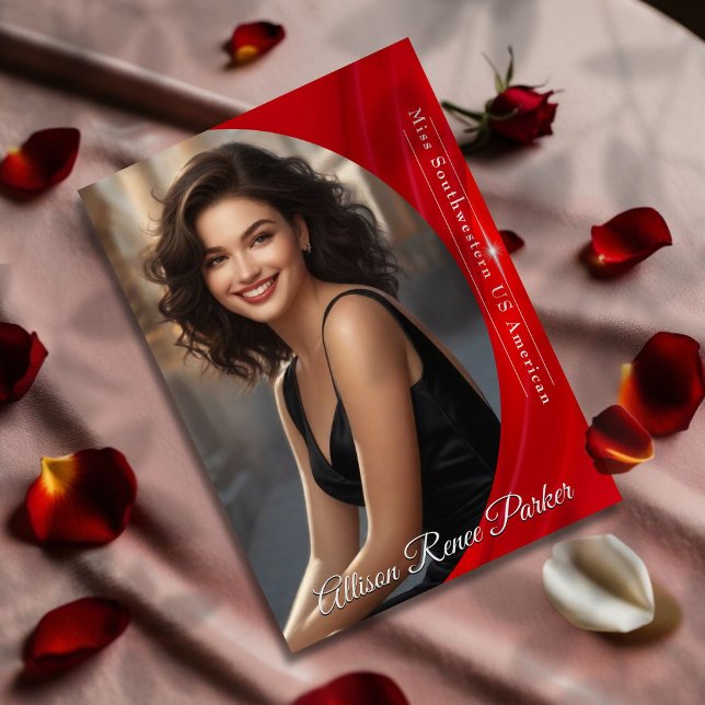 Ruby Shine Autograph Card for Pageants (Complete your pageant titleholder promotional kit with custom autograph cards in bright ruby shine)