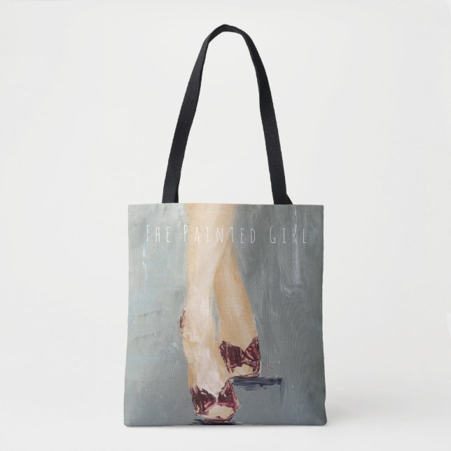 "Ruby Shoes" simple and stylish grey tote bag (Front)