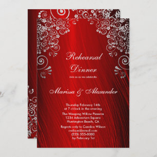 Ruby Silver  Wedding Rehearsal Dinner Invitation