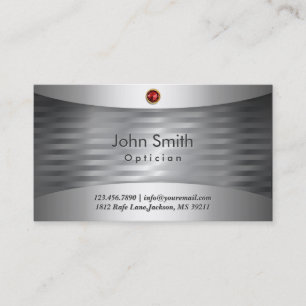 Ruby Stone Steel Optician Business Card