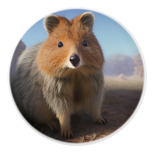 Ruby The Australian Quokka,  Ceramic Knob (Front)