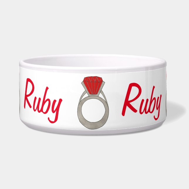 Ruby the Dog Red Gemstone Gem Ring Jewel (Front)
