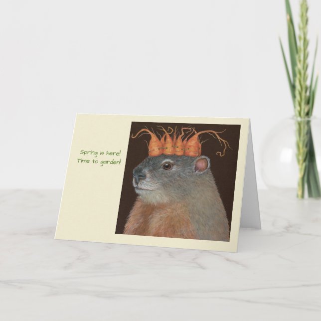 Ruby the gardening groundhog greeting card (Front)