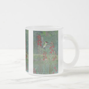 Ruby-throat and Cardinal Flower Frosted Glass Coffee Mug