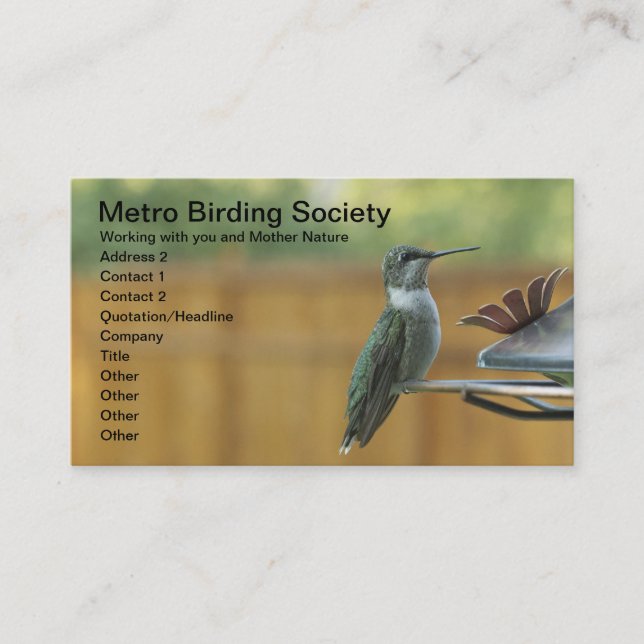 Ruby Throated Hummingbird Appointment Card (Front)