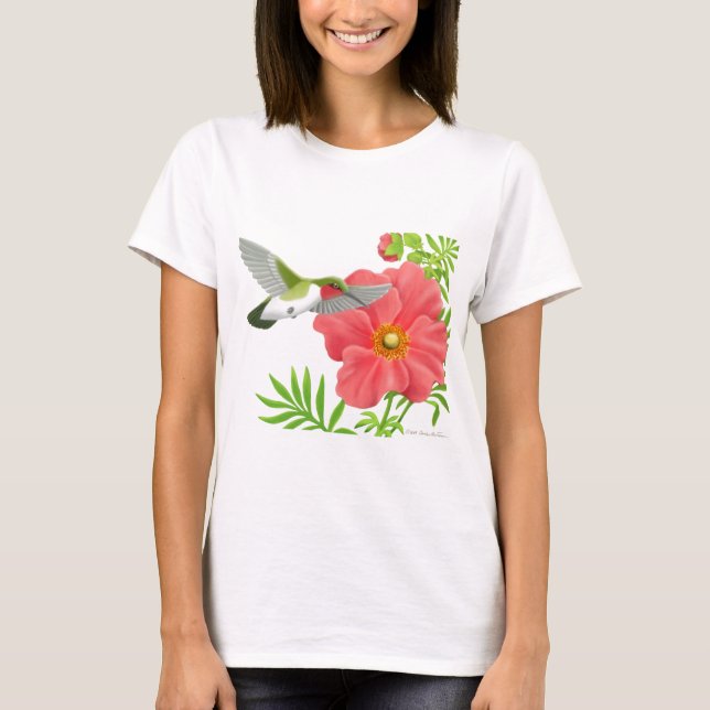Ruby Throated Hummingbird Babydoll Top (Front)