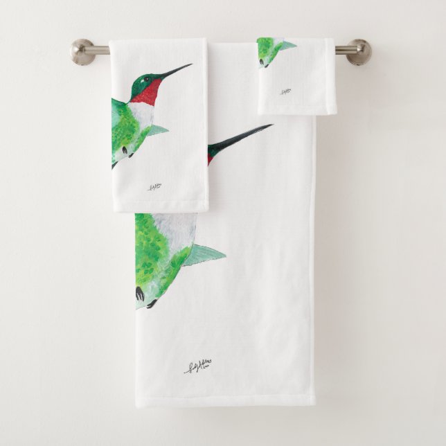 Ruby throated Hummingbird  Bath Towel Set (Insitu)