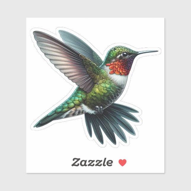 Ruby-Throated Hummingbird bird Custom-Cut Vinyl  (Sheet)