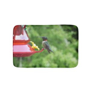 Ruby-Throated Hummingbird Bird Photography Bath Mat