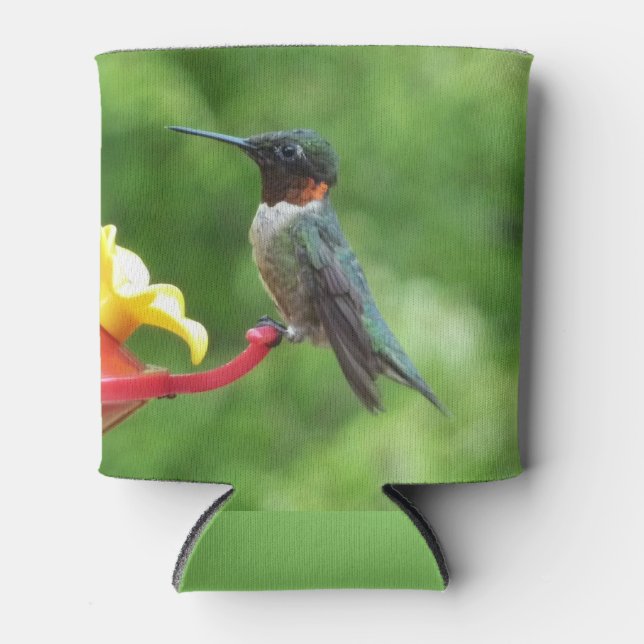 Ruby-Throated Hummingbird Bird Photography Can Cooler (Front)