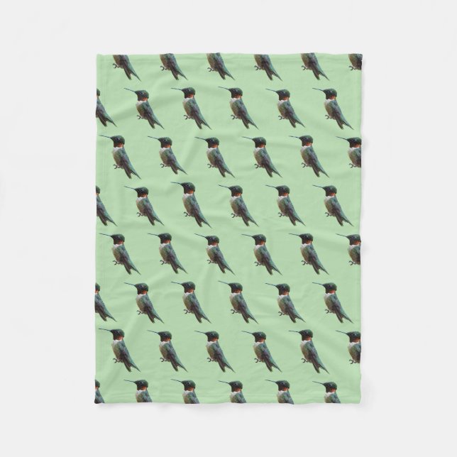 Ruby-Throated Hummingbird Bird Photography Fleece Blanket (Front)