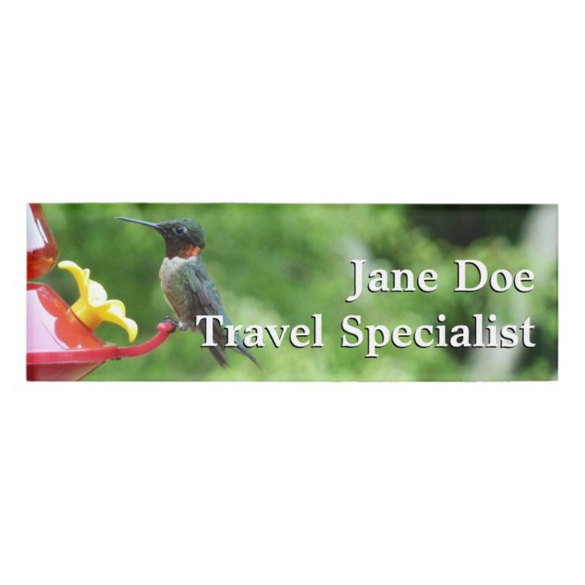 Ruby-Throated Hummingbird Bird Photography Name Tag (Front)