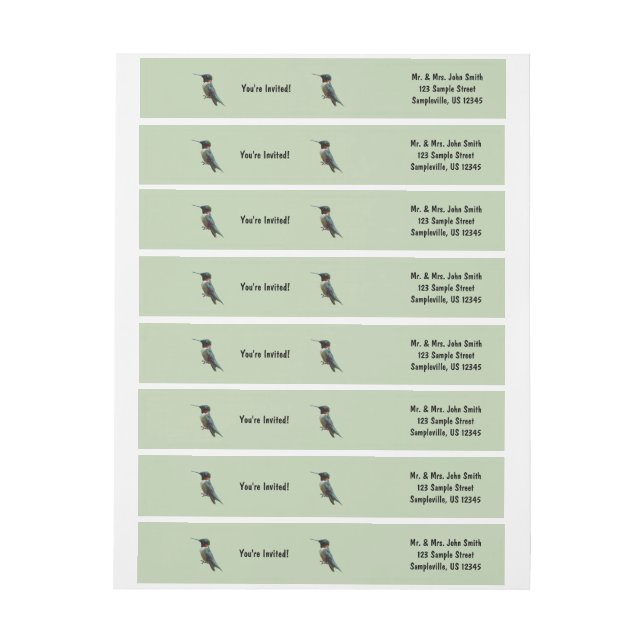 Ruby-Throated Hummingbird Bird Photography Wrap Around Label (Sheet)