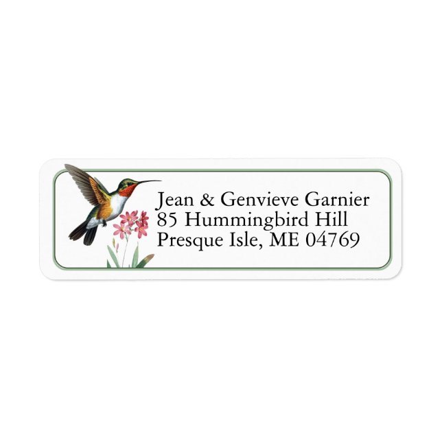 Ruby-throated Hummingbird Bird Return Address  (Front)