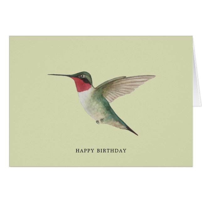 Ruby-throated Hummingbird Birthday Card (Front Horizontal)