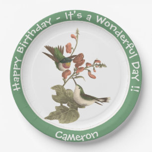 Ruby-throated Hummingbird, Birthday or Other Party Paper Plate