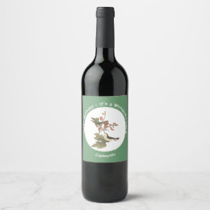 Ruby-throated Hummingbird, Birthday or Other Party Wine Label
