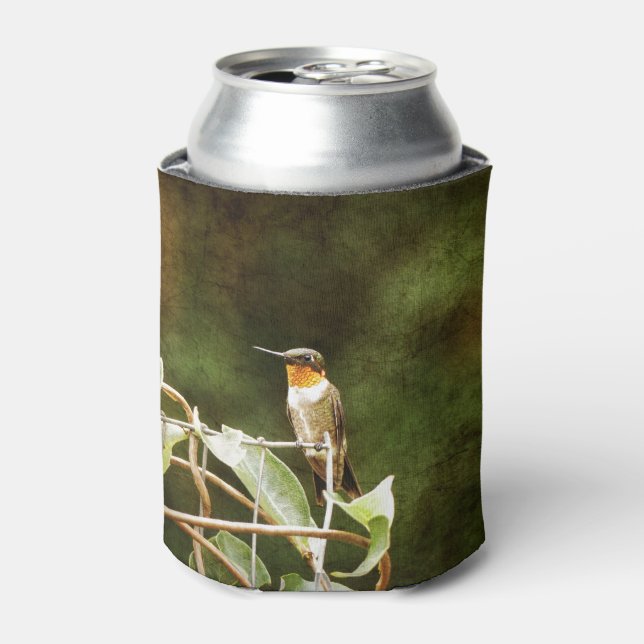 Ruby Throated Hummingbird Can Cooler (Can Front)