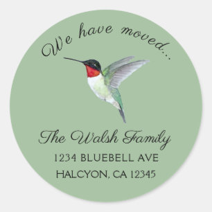 Ruby-throated Hummingbird Change of Address Classic Round Sticker